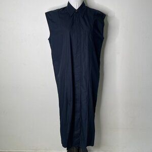 Studio Tomboy Women's Navy Blue Sleeveless Button Down Midi Dress Size Large